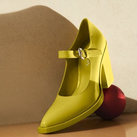 PRADA Leather Mary Jane Block Heel Pumps - Picture 5 of 6